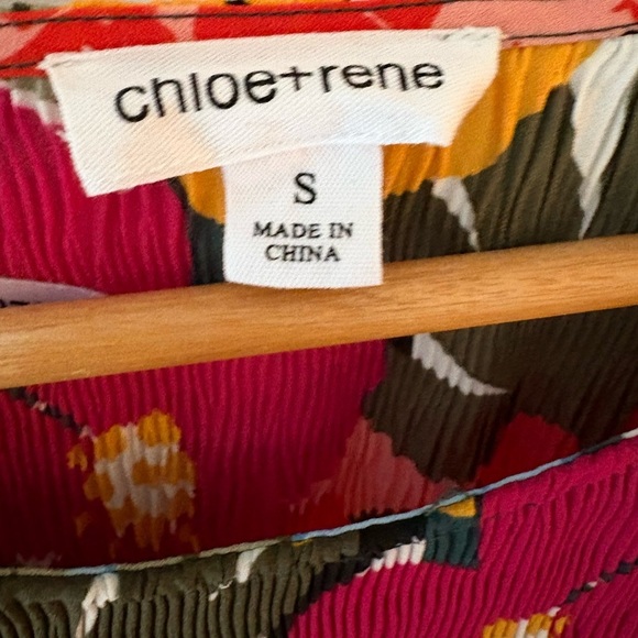 Chloe + Rene floral peplum pleat babydoll top size small bright oversized - Picture 4 of 10